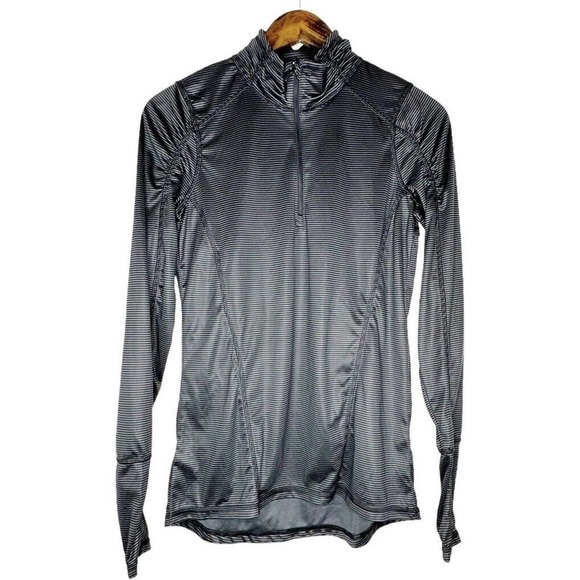 Danskin Now Tops - Danskin Now Semi-Fitted 1/4 Zip Black & Gray Striped Top Size M (8-10)